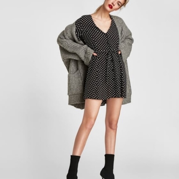 Zara Dresses & Skirts - Zara Black & White Polka Dot Mini Dress S